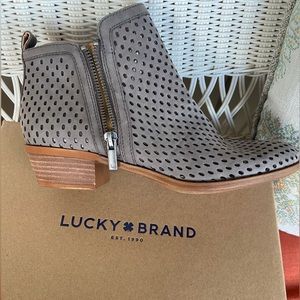 BRAND NEW Lucky Brand Stone Gray Booties!! Never worn, perfect for fall/winter!